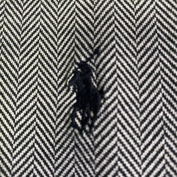 Polo Ralph Lauren Polo Golf Shirt Men's XL Herringbone Pattern Black White Pima - Picture 3 of 9
